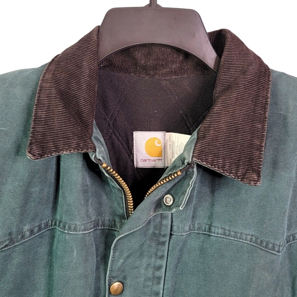 Carhartt C08HTG Vintage Union USA Santa Fe Ranch Corduroy Collar Green Coat L - Picture 3 of 16